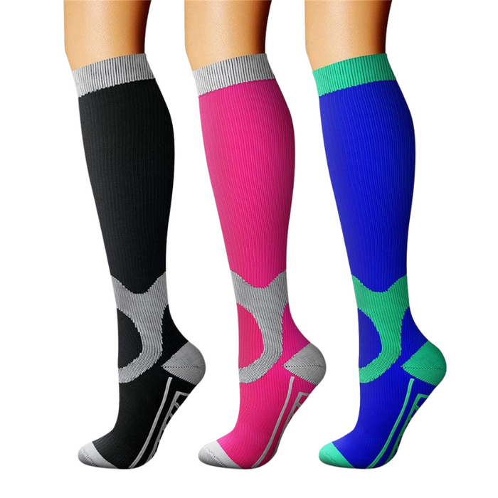 3-Pack Athletic Compression Socks - Minimalistic Style