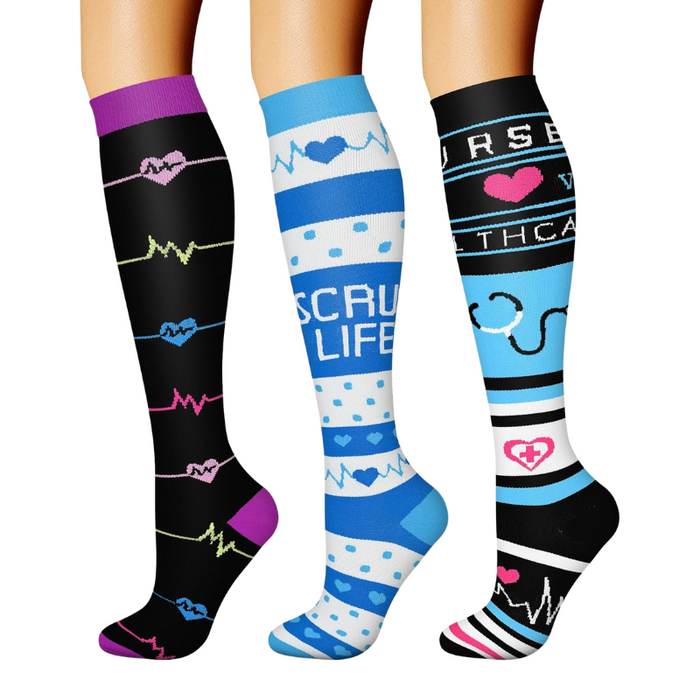 3-Pack Athletic Compression Socks - Minimalistic Style