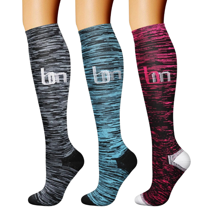 3-Pack Athletic Compression Socks - Minimalistic Style