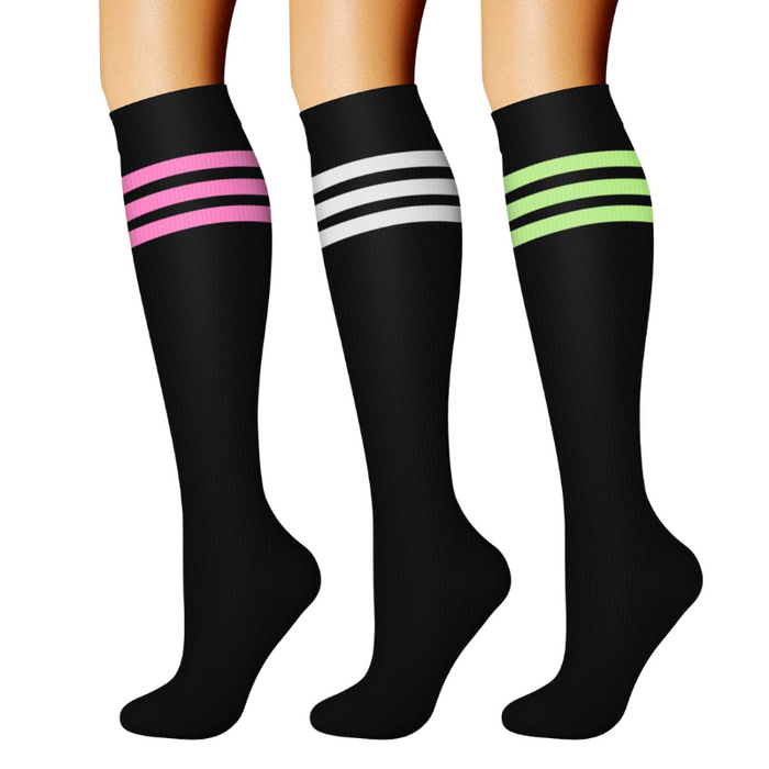 3-Pack Athletic Compression Socks - Minimalistic Style