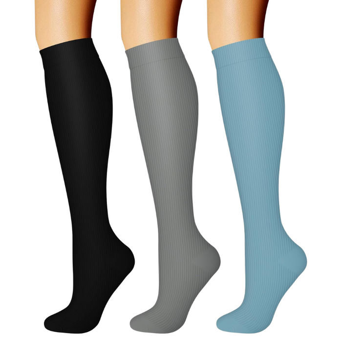 3-Pack Athletic Compression Socks - Minimalistic Style