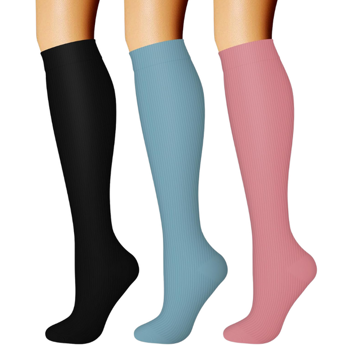 3-Pack Athletic Compression Socks - Minimalistic Style