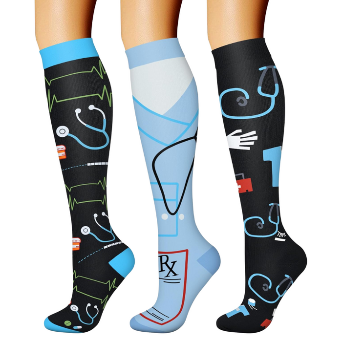 3-Pack Athletic Compression Socks - Minimalistic Style