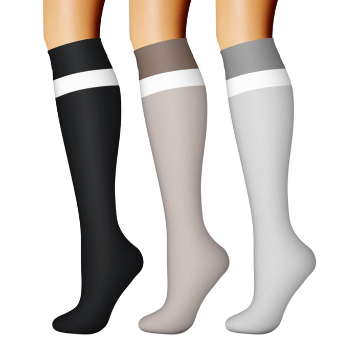 3-Pack Athletic Compression Socks - Minimalistic Style