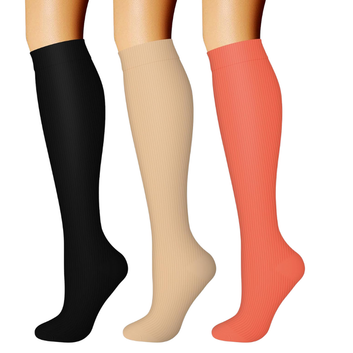 3-Pack Athletic Compression Socks - Minimalistic Style