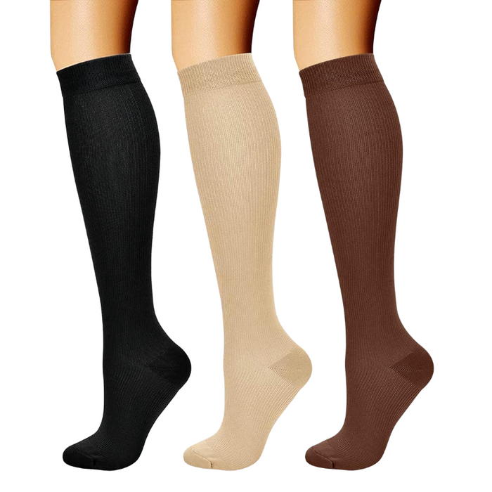 3 Pack High Compression Athletic Socks - Solid Design And Comfort