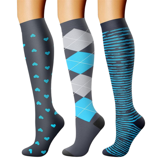 3 Pack High Compression Athletic Socks - Solid Design And Comfort