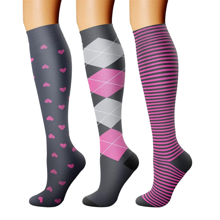 3 Pack High Compression Athletic Socks - Solid Design And Comfort