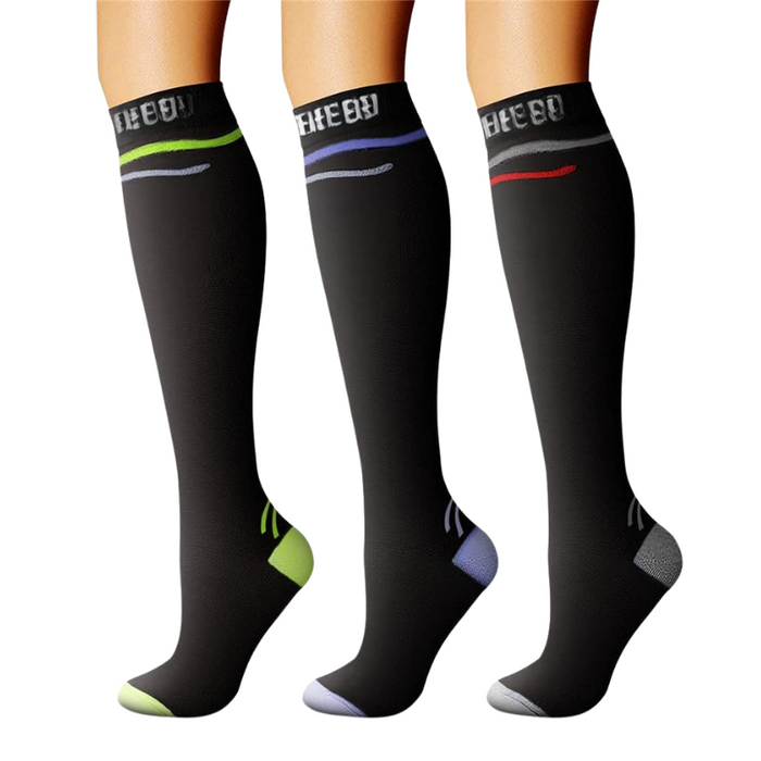 3 Pack High Compression Athletic Socks - Solid Design And Comfort