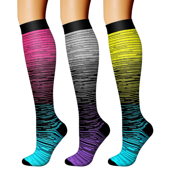 3 Pack High Compression Athletic Socks - Solid Design And Comfort