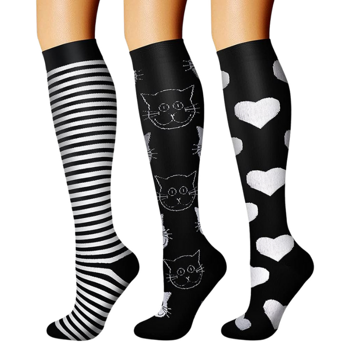 3 Pack High Compression Athletic Socks - Solid Design And Comfort