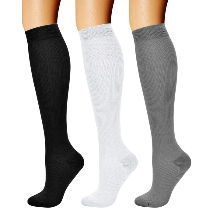 3 Pack High Compression Athletic Socks - Solid Design And Comfort