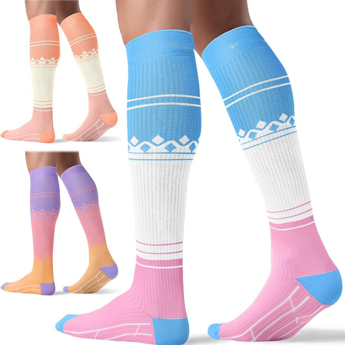 3-Pack Solid Design Compression Socks - Support and Comfort