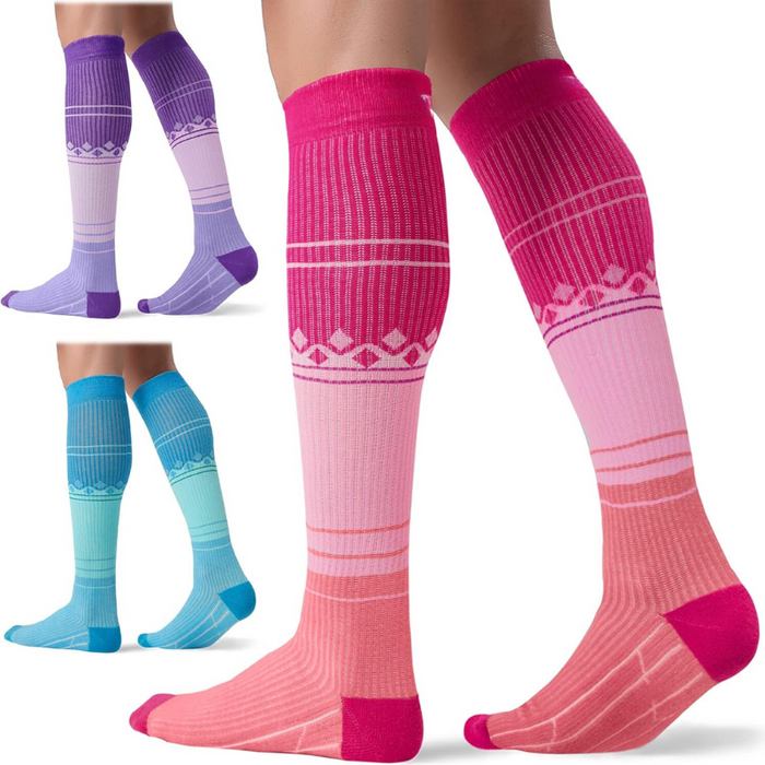 3-Pack Solid Design Compression Socks - Support and Comfort