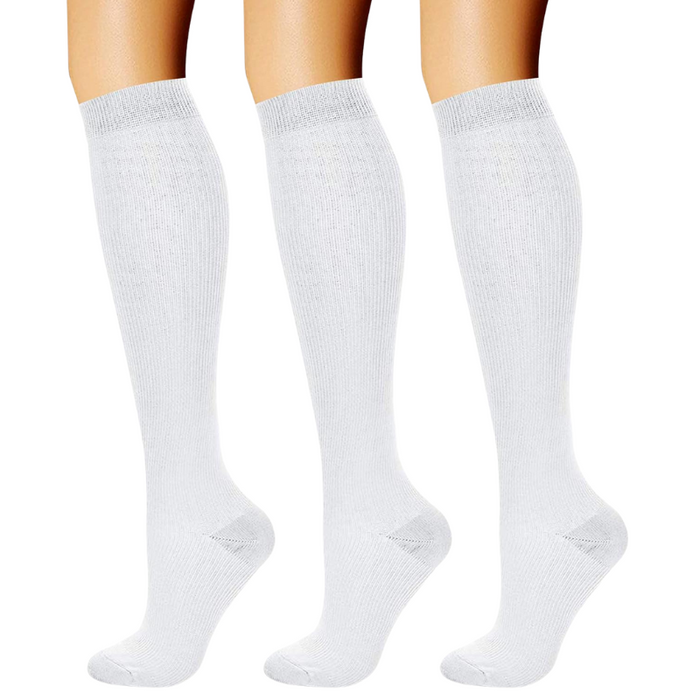 3 Pack Solid Athletic Compression Socks – High Support and Comfort