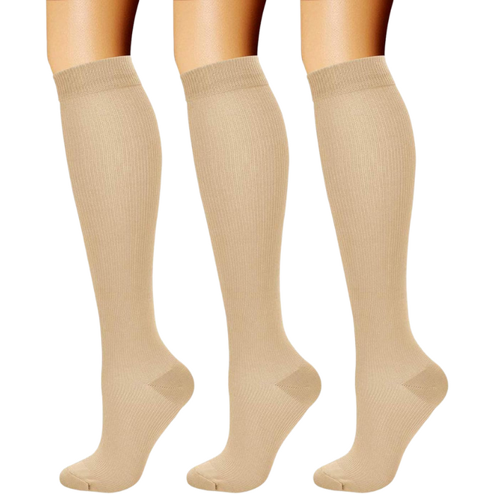 3 Pack Solid Athletic Compression Socks – High Support and Comfort