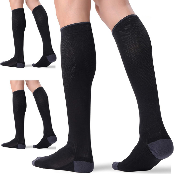 3-Pack Compression Socks - Solid Pattern And Maximum Comfort