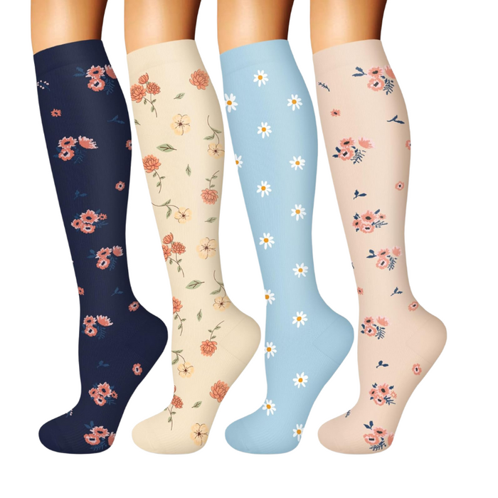 4-Pack Designed Compression Socks - Comfort and Support