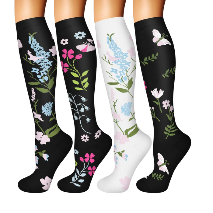 4-Pack Designed Compression Socks - Comfort and Support