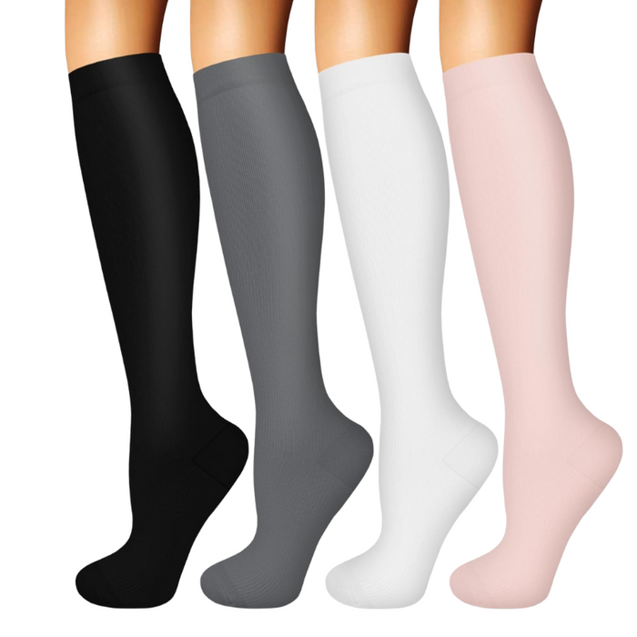 4-Pack Designed Compression Socks - Comfort and Support