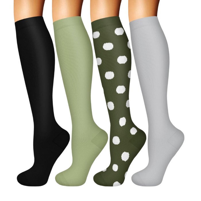 4-Pack Designed Compression Socks - Comfort and Support