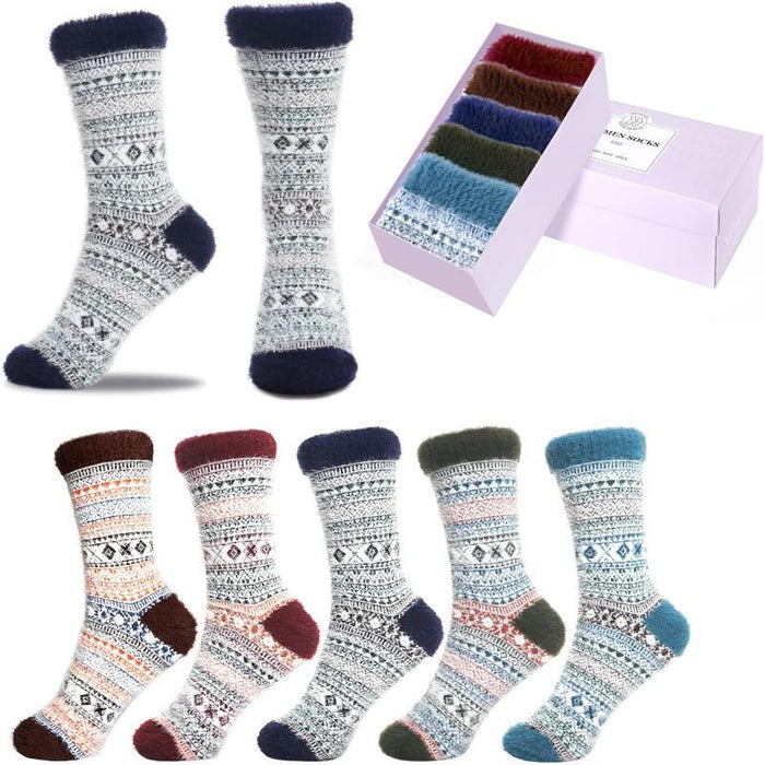 5 Pack Thick Diabetic Fuzzy Fluffy Socks – Warmth and all Seasons