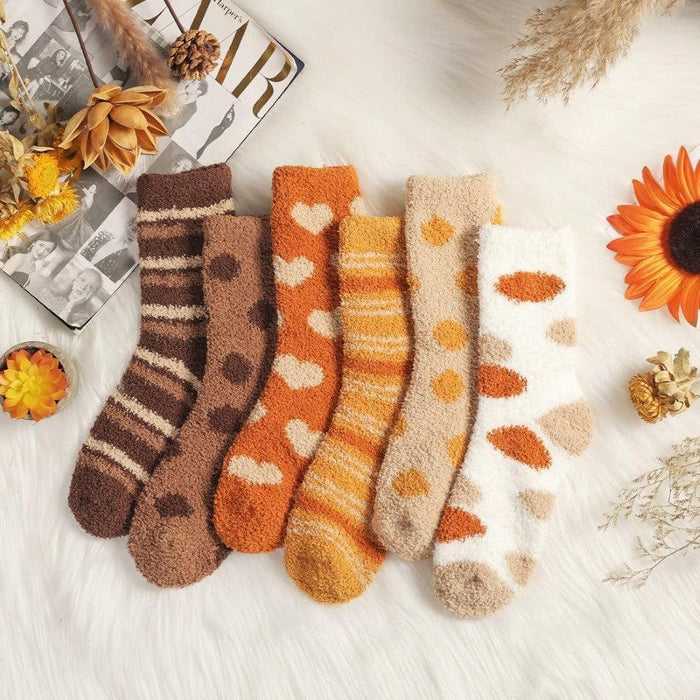 6 Pack Plush Toe Slipper Socks – Warm and Stretchy Design