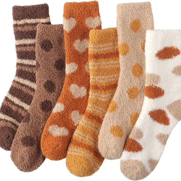 6 Pack Plush Toe Slipper Socks – Warm and Stretchy Design