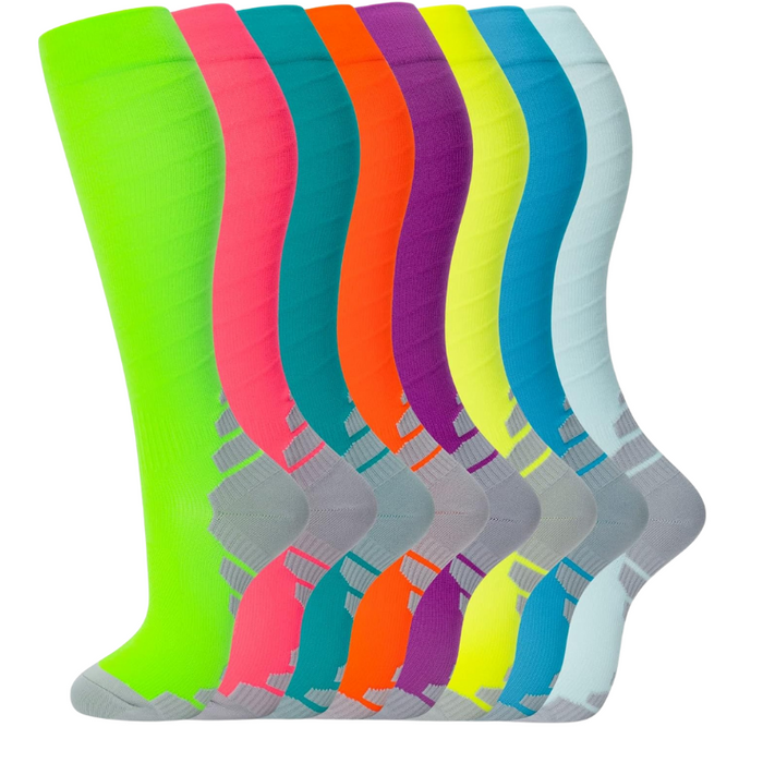 8-Pack High Length Pattern Compression Socks - Support and Comfort