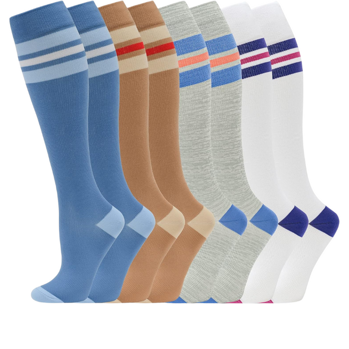 8-Pack High Length Pattern Compression Socks - Support and Comfort