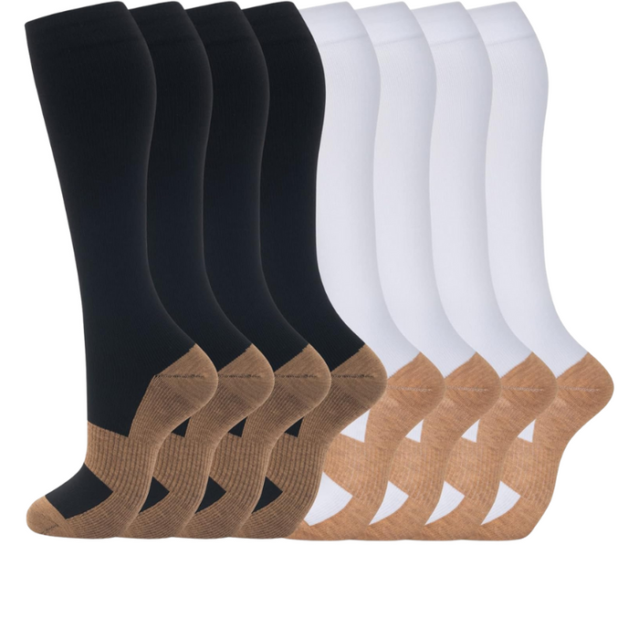 8-Pack High Length Pattern Compression Socks - Support and Comfort