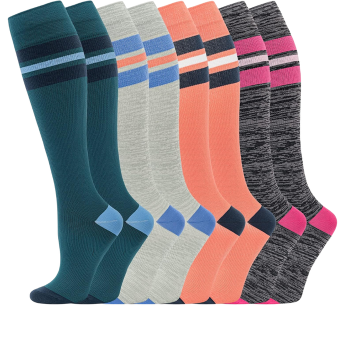 8-Pack High Length Pattern Compression Socks - Support and Comfort