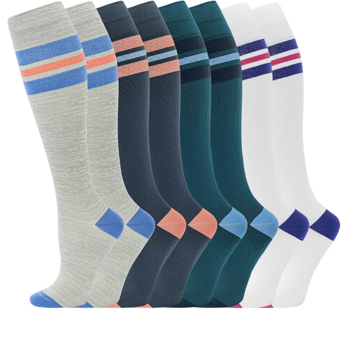 8-Pack High Length Pattern Compression Socks - Support and Comfort