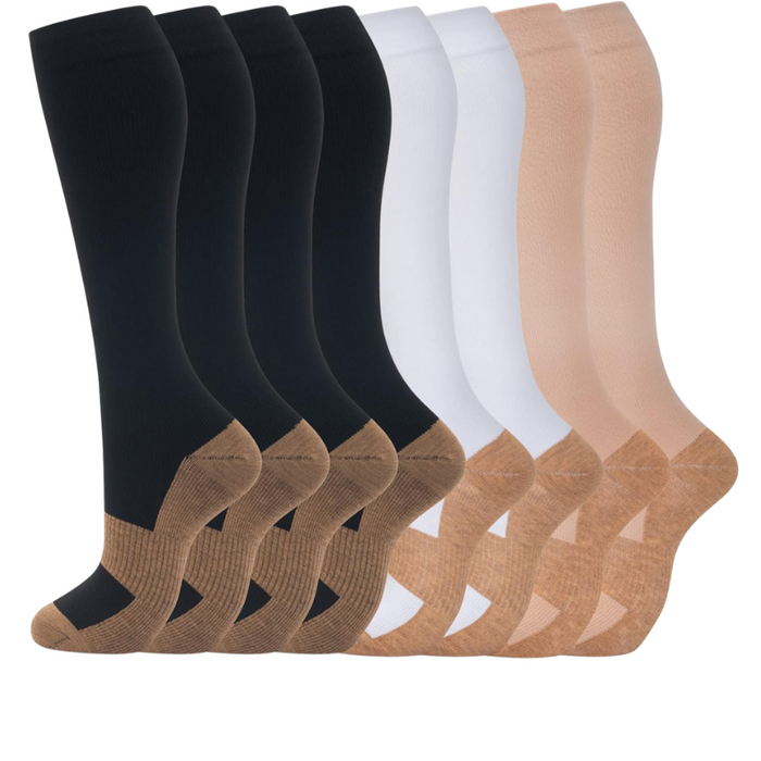 8-Pack High Length Pattern Compression Socks - Support and Comfort