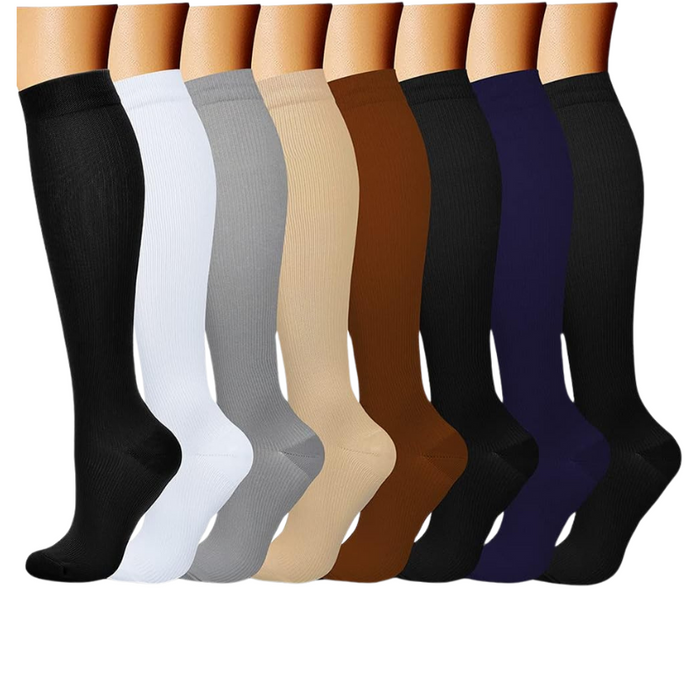 8-Pack Printed Pattern Compression Socks - Comfortable and Supportive