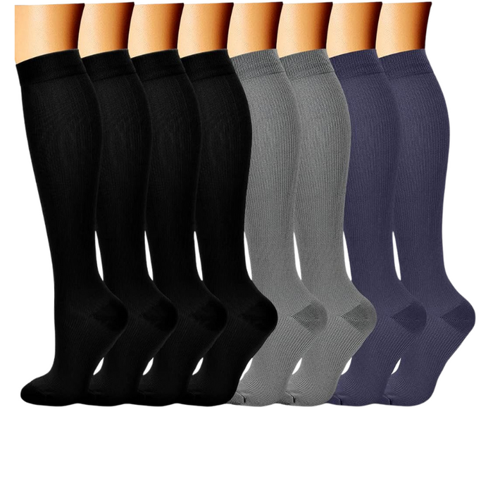 8-Pack Printed Pattern Compression Socks - Comfortable and Supportive