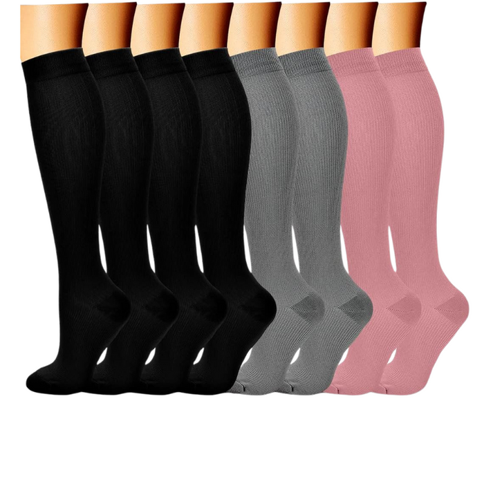 8-Pack Printed Pattern Compression Socks - Comfortable and Supportive