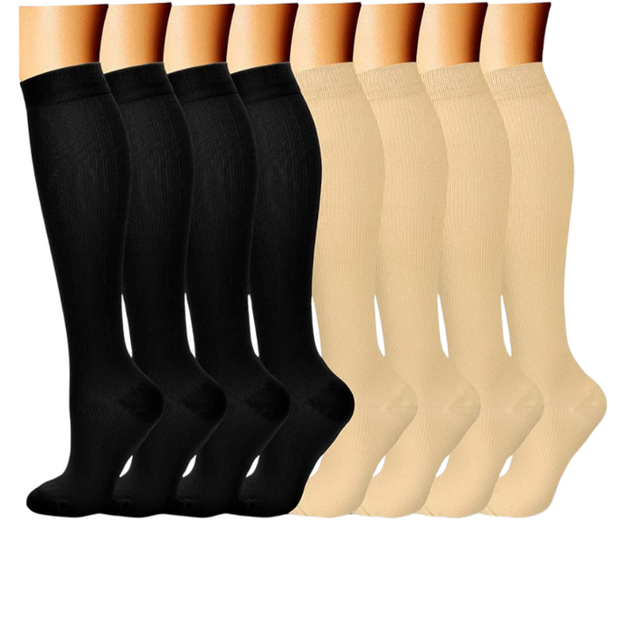 8-Pack Printed Pattern Compression Socks - Comfortable and Supportive