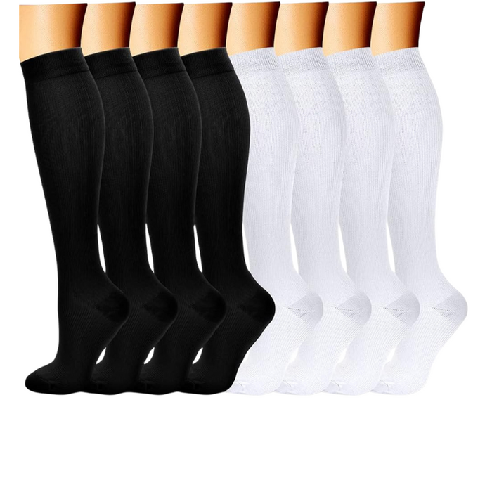 8-Pack Printed Pattern Compression Socks - Comfortable and Supportive