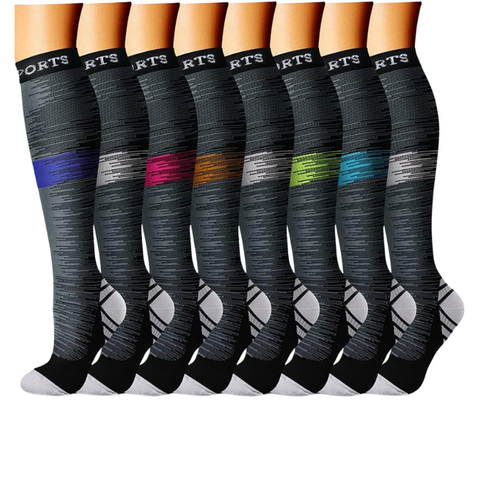 8-Pack Printed Pattern Compression Socks - Comfortable and Supportive