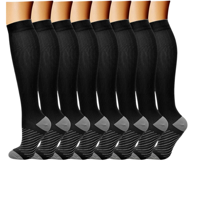 8-Pack Printed Pattern Compression Socks - Comfortable and Supportive