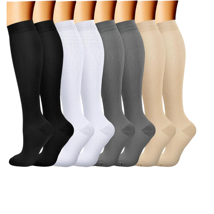 8-Pack Printed Pattern Compression Socks - Comfortable and Supportive