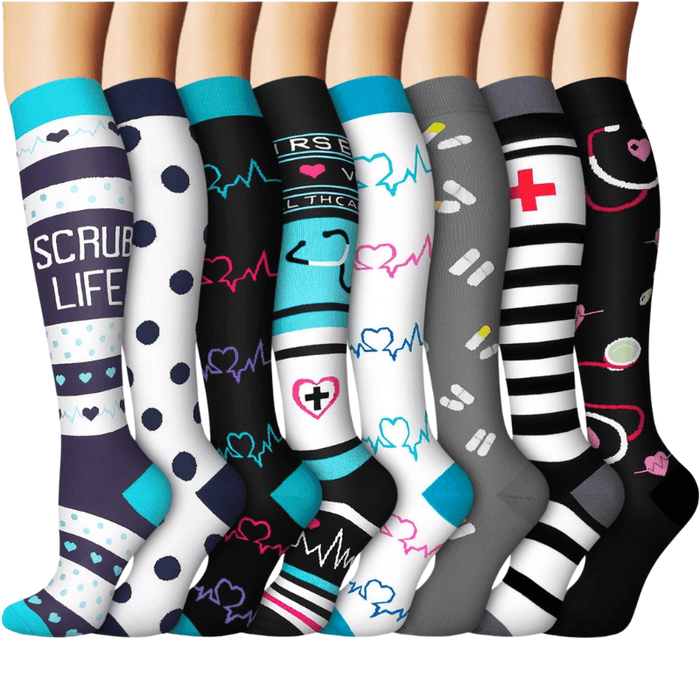 8-Pack Running Compression Socks - Support and Comfort