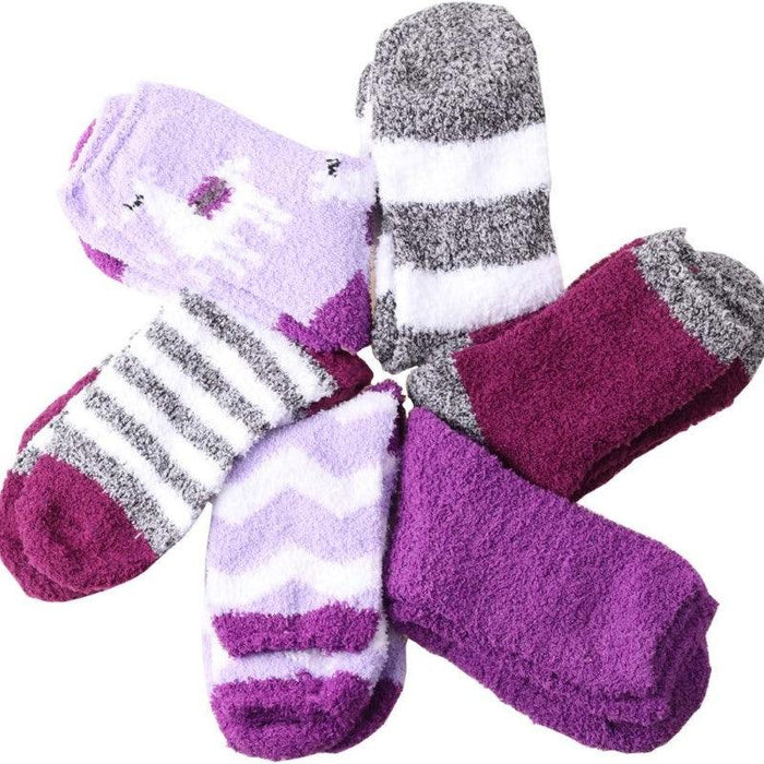 6-Pack Soft Plush Slipper Socks - Cozy Comfort for Cold Weather