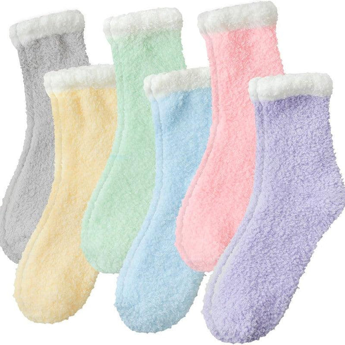 6 Pack Winter Fluffy Plush Socks – Cozy Warmth for Cold Days