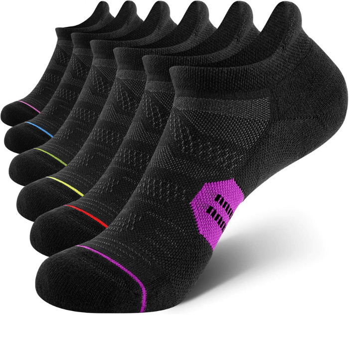 6 Pack Ankle Support Socks with Mesh Design