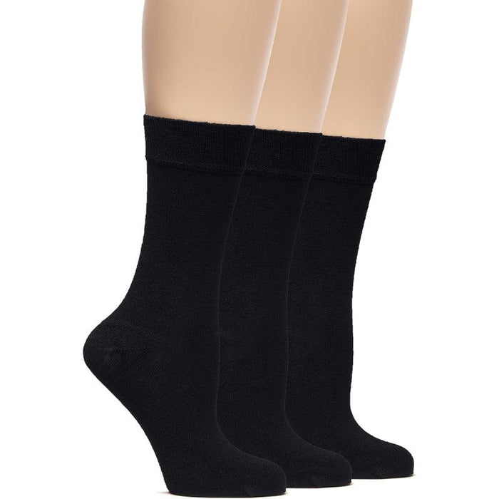 3 Pairs Soft Bamboo Crew Dress Socks - Comfortable and Breathable