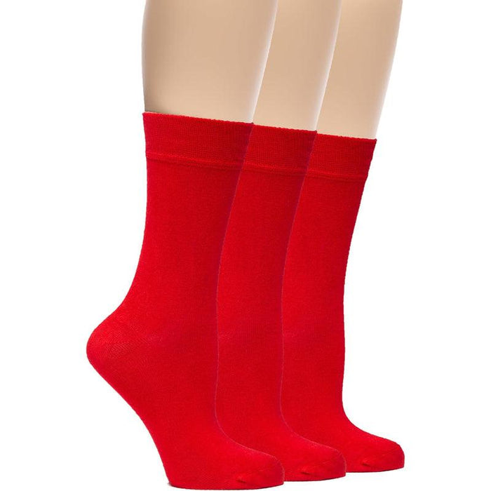 3 Pairs Soft Bamboo Crew Dress Socks - Comfortable and Breathable