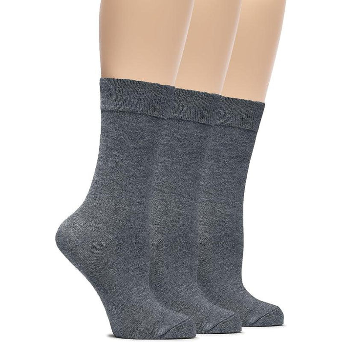 3 Pairs Soft Bamboo Crew Dress Socks - Comfortable and Breathable