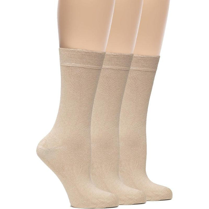 3 Pairs Soft Bamboo Crew Dress Socks - Comfortable and Breathable